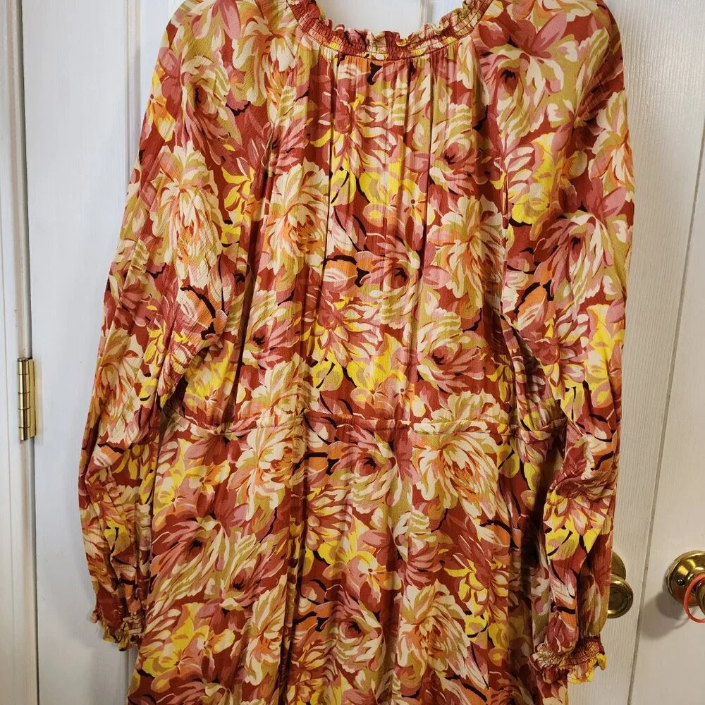 TORRID Rust Floral Print Ester Long Sleeve Peasant Top Size 2 NWOT - Picture 7 of 8